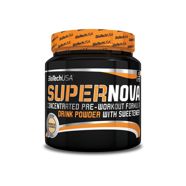 BioTechUSA Supernova | Zuckerfreies Pre-Workout-Pulver | 10 aktive Inhaltsstoffe | Mikronisiertes Kreatin | Hoher Koffeingehalt | 282 g | Orange-Mango