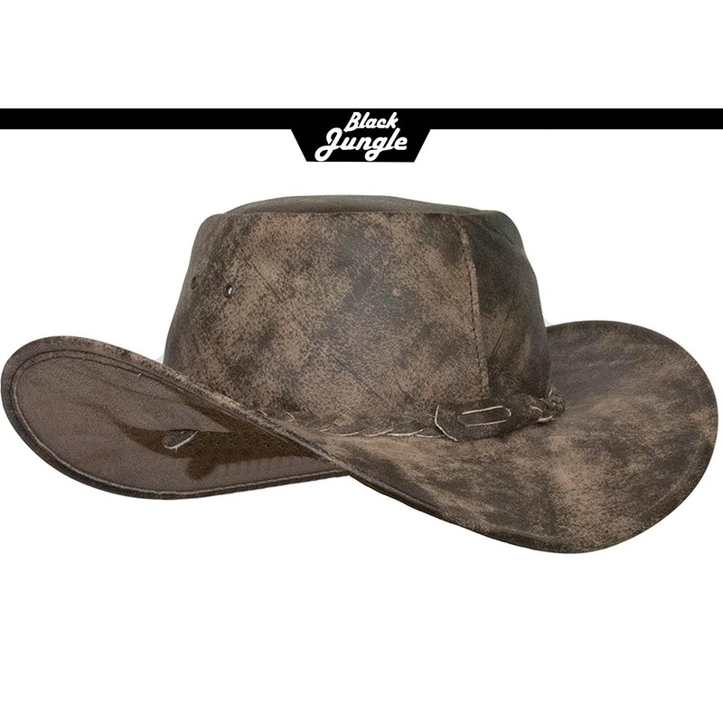 Black Jungle Denver Leather Western Hat Full Leather Cowboy Hat