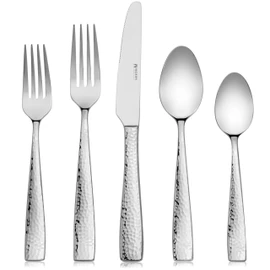 Hudson Essentials 40-Piece Hammered Stainless Steel 18/10 Flatware Silverware Set, Service for 8 (40-Piece Set)