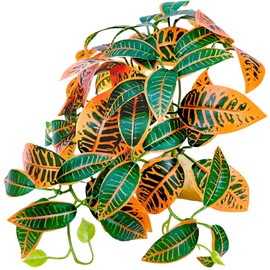 Woyrise Reptile Plants for Terrarium Decor, Ball Python Tank Accessories fit Bearded Dragon Crested Leopard Gecko Lizard Chameleon Snake Frog Tortoise Hermit Crab - Fake Codiaeum Variegatum