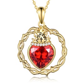 Sacred Heart Necklace S925 Sterling Silver Sacred Heart of Jesus Necklace Religious Jewelry Gifts for Women