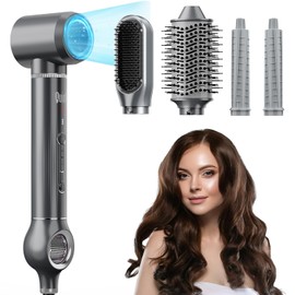 5 in 1 Blow Dryer Brush, QUICO High-Speed Hot Air Styler, 110,000 RPM Hair Dryer for Women&Negative Ionic Volumize Hair Dryer Brush, Volumizing Hair Straightener, Airwrap Curling Stylers, Fast Drying