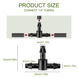 Pxyelec 50pcs Tee Connectors Irrigation System Kit, Garden Misting Plastic Atomizing Sprinkler Tee Connector Bulkheads(Inner: 4mm / Outside: 7mm)