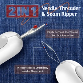 3 PCS Upgraded 2 in 1 Automatic Needle Threaders Seam Ripper,2025 New Sewing Machine Needle Threader Tool,Dual-End Design for Easy Threading, Unthreading, Fabric Crafting and Knitting Projects