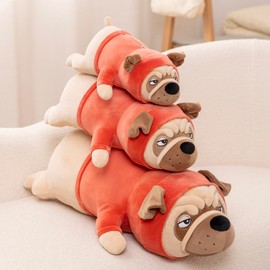 HUG HUG Bulldog Soft Stuffed Animal, Squishy Plush Toy, Long Body Cuddle Pillow for Anxiety, Emotional Support, for Kids, Girl, Adults, Girlfriend, Birthday Gift, Bed & Room Décor (20 Inch)