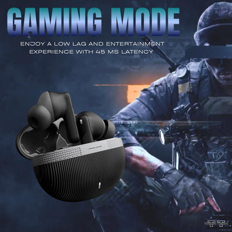 TRON TECH T13 Noise Cancelling Bluetooth 5.3 Wireless Earbuds, Smart