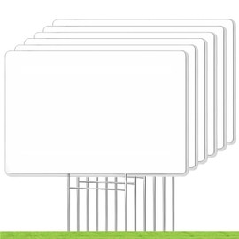 Blank Yard Signs with Stakes, 6 Pack 17x12 Inches Corrugated Plastic Lawn Signs, Double Sided Custom Sign for Home Front Door Outdoor, for Sale, Garage Sale, Yard Sale