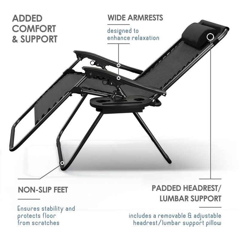 Nestl Zero Gravity Chairs, Portable Patio Lounge Chair Outdoor with