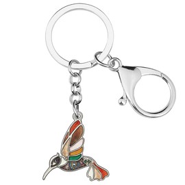 DOWAY Enamel Hummingbird Key Ring Bird Pendant Purse Bag Decoration for Women Girls, coffee