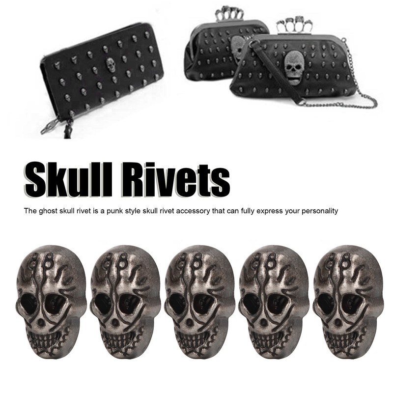 50sets Skull Rivets Single 25x16mm DIY Ghost Head Punk Style