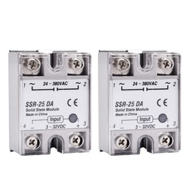 diymore Solid State Relay Module with Plastic Cover, SSR-25DA 3-32V DC Input 24-380V AC Output Pack of 2