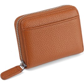 Women's Purse with RFID Protection, Small Genuine Leather, Women's Purse with Zip and Many Compartments, Mini Wallet Women's Small for Women Girls, 02 brown, S, Casual