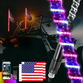 CO LIGHT 3FT Spiral COB LED Whip Lights with Remote and APP Control, 300 Colors & 200 Modes RGB Chasing/Dancing Lighted Antenna Applicable for RZR Can-Am Polaris UTV ATV Pickup Trucks, 2PCS