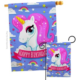 Ornament Collection S192067-P3 Magical Unicorn Birthday Special Occasion Party & Celebration Impressions Decorative Vertical House 28" X 40" Garden 13" 18.5" Flags Set Printed in USA