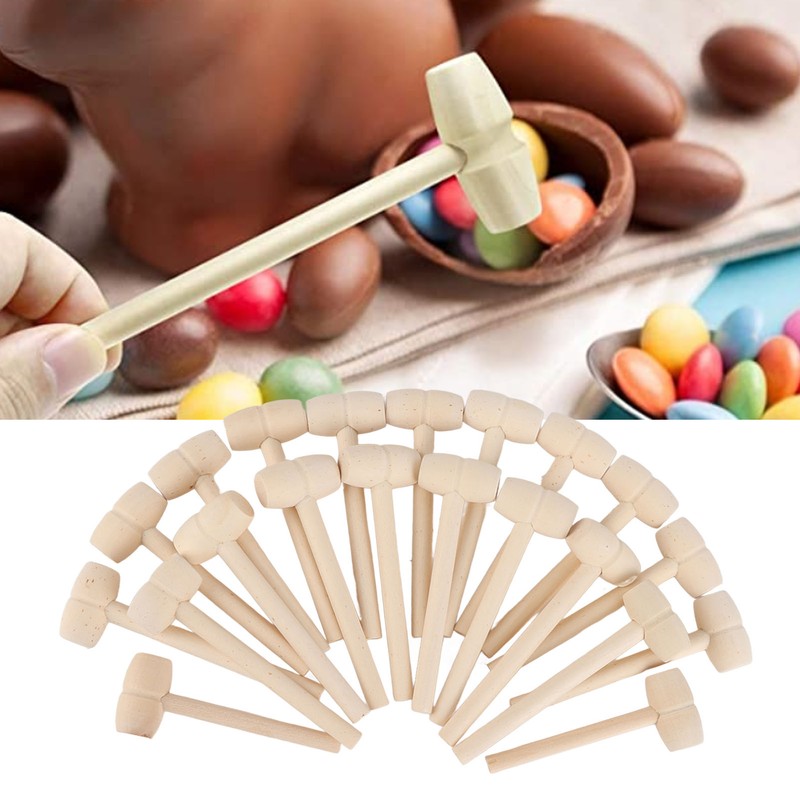 100pcs Mini Wooden Hammers for Chocolate Portable Breakable Heart Hammer