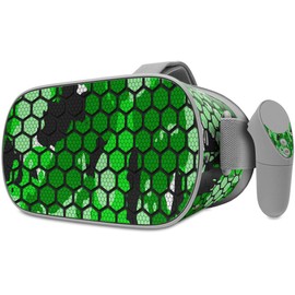 Decal Style Skin Wrap Compatible with Oculus Go Headset - HEX Mesh Camo 01 Green Bright (Oculus NOT Included)