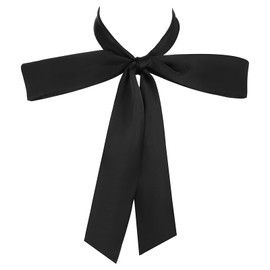 Black Tie For Women Bow Ribbon Bowtie For Womens Girls Solid Dots Self Tie Adjustable Black Pre-Tied Zipper Satin Ribbon Bow Wide Folding Bowties Accessory For School Uniforms Cosplay Wedding Party