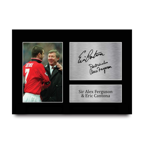 HWC Trading A4 Sir Alex Ferguson & Eric Cantona Cadeaux imprimés photo autographe signée pour les fans de football et les supporters - A4