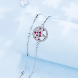 Arrebol Bracelet 925 Sterling Silver Women's Double Chain Bracelets Original Jewellery for Sister Girlfriend Daughter Adjustable [16 + 4 cm], Silver