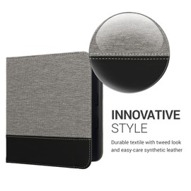 kwmobile Hülle kompatibel mit Kobo Kobo Libra Colour/Tolino Vision Color - Canvas eReader Schutzhülle Cover Case - Dunkelgrau Schwarz