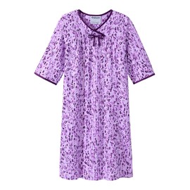 Silverts Hospital Gowns for Women Open Back, Night Gowns for Elderly Women, Adaptive Clothing for Seniors, Elderly Nightgowns, Dementia Clothing - Lilac Skin 2XL