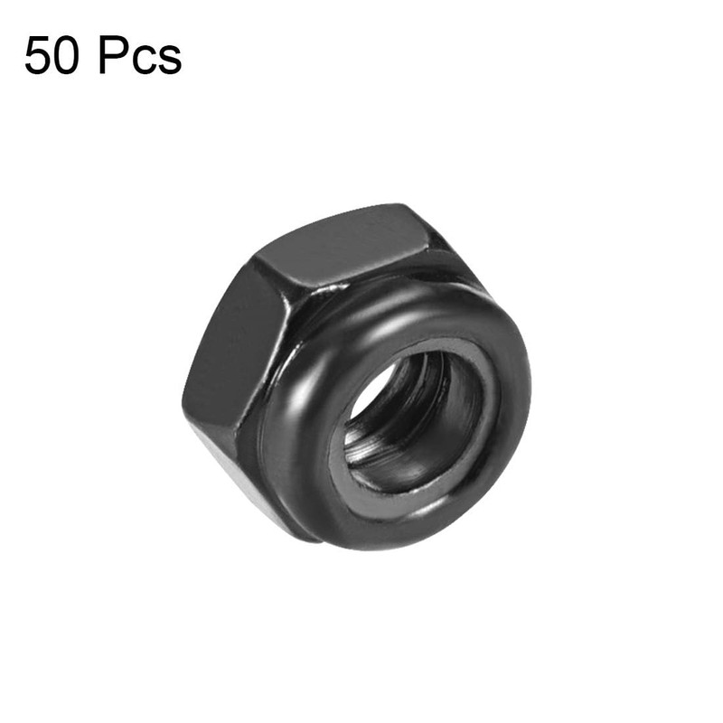 TA-VIGOR 50Pcs M5 x 0.8mm Nylon Hex Lock Nuts, Black