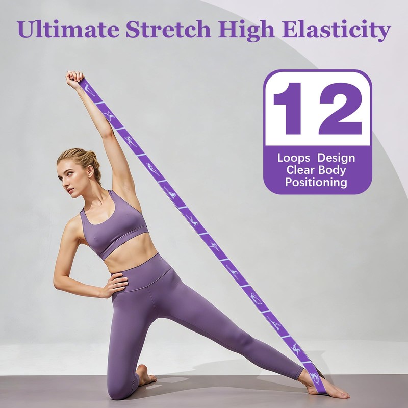 Yoga Straps for Stretching, Elastic Bands for Exercise 12 Gears