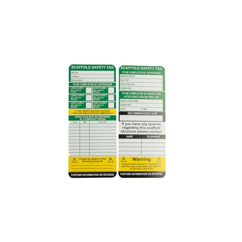 Scafftag Scaffold Inspection Tags, Pack of 10, Polypropylene, W75mm x