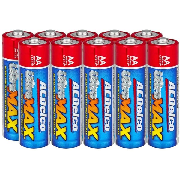 ACDelco UltraMAX 10-Count AA Batteries, Alkaline Battery with Advanced Technology, 10-Year Shelf Life, Recloseable Packaging