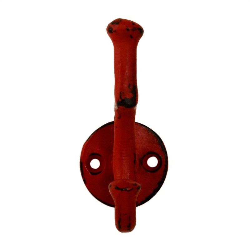 MarktSq Set of 3 Iron Wall Hook in Distressed Red