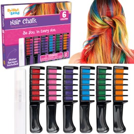 Bright Seed Hair Chalk For Girls Washable, Temporary Hair Color, Paint & Dye for Kids, Makeup Kit of 6 colors, Great Toy & Birthday Gifts for Kids Age 5 6 7 8 9 10 11 12 13, Craft for Tween & Teen