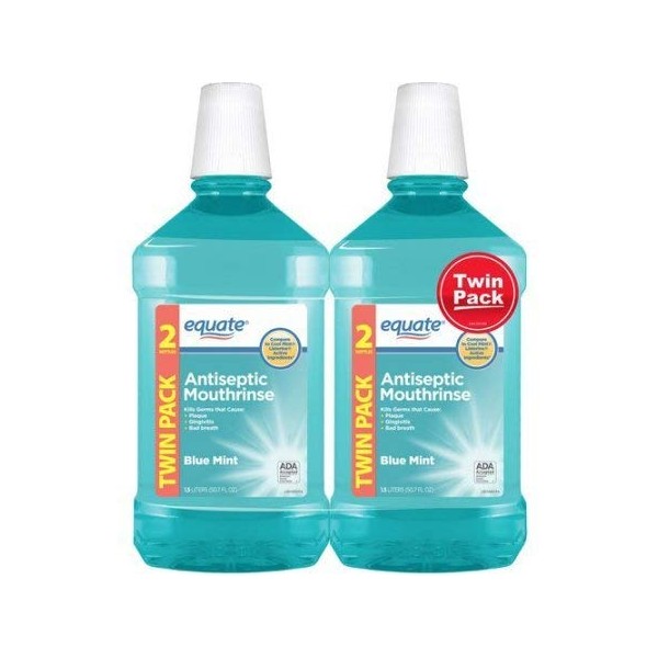 Equate Antiseptic Mouthrinse, Blue Mint, 1.5 L, 2 Ct