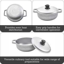IMUSA Caldero Stock Pot with Aluminium Lid 2QT, Cast Aluminum, Perfect for Serving Small Groups, Riveted Handles, Made in Colombia, Silver