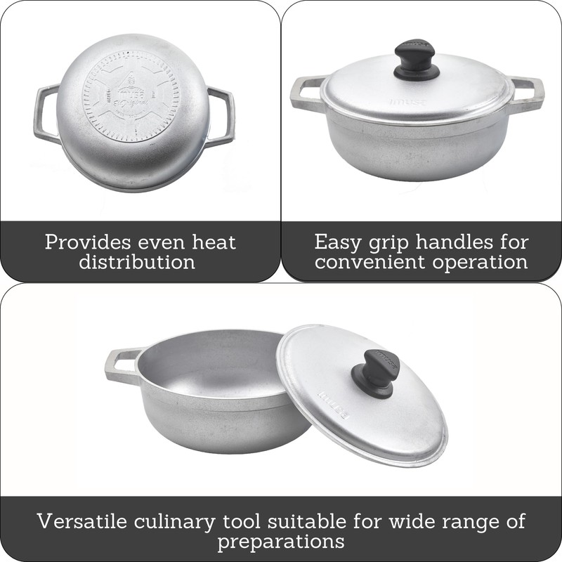 IMUSA Caldero Stock Pot with Aluminium Lid 2QT, Cast Aluminum,
