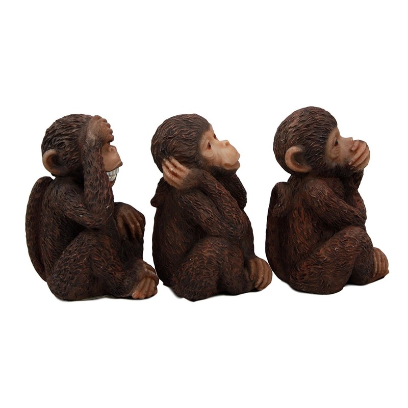 Wise Monkeys See Hear Speak No Evil Ape Chimpanzees Collectible