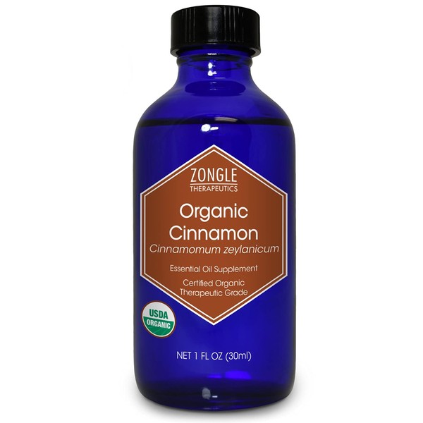 Zongle USDA Certified Organic Cinnamon (Leaf) Essential Oil, Safe to Ingest, Cinnamomum Zeylanicum, 1 OZ