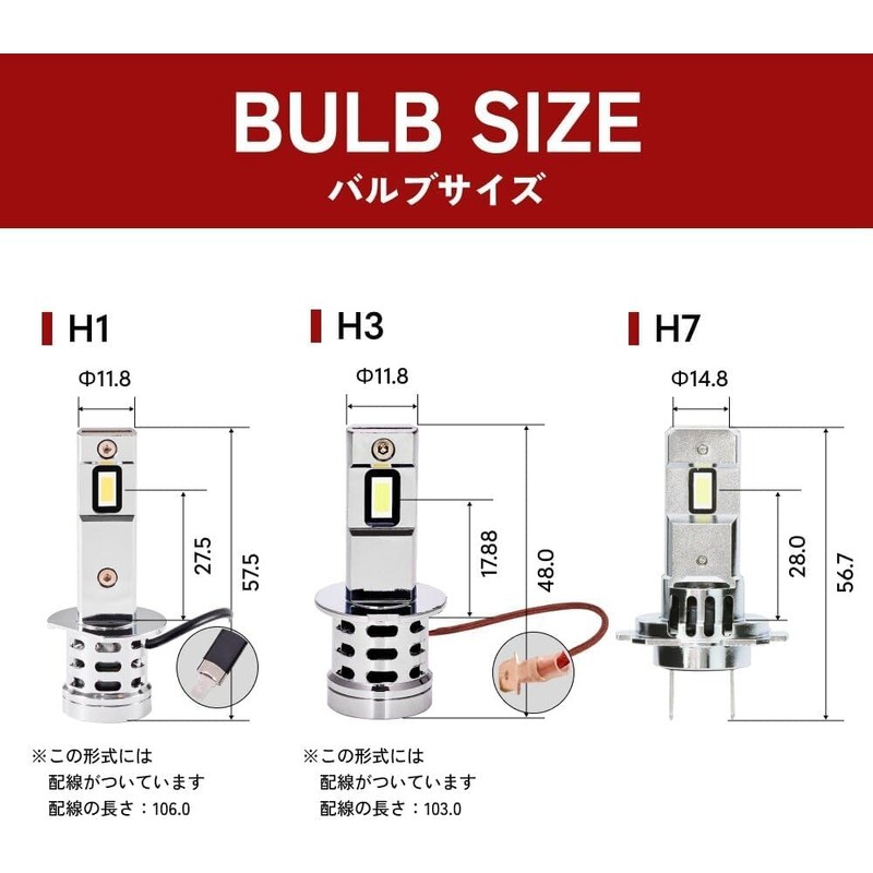 HID Shop H3 LED Headlights, Powerful Light, White, Compliant with