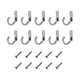 10 Pieces Zinc Alloy Antique Wall Mounted Delicate Small Hooks with Screws for Home Hanging Keys Hanging Towel Hanging Hat Coat Kitchen Supplies etc (Silver)