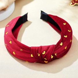 Sinalty Red Velvet Wide Headbands Core Twist Knotted Hairband Cross Knot Hair Hoop Valentine's Day Hair Accessories for Women and Girls