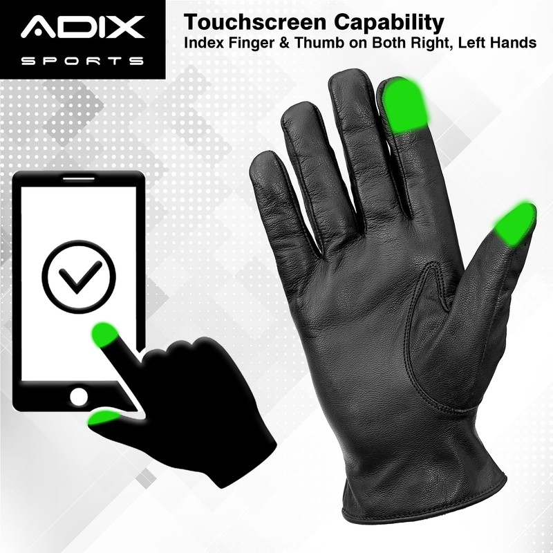ADIX Sports - Black Leather Driving Gloves for Men (BLACK,