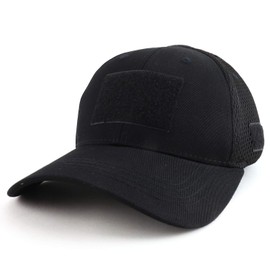 Armycrew Low Profile Air Mesh Tactical Cap with 6 Loop Patch Areas - BLK