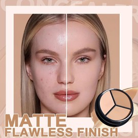 Correctores Paleta Contorno Corrector Tricolor Con Pincel Corrector 3 en 1 Corrector Ojeras con brocha Resistente Al Agua a Prueba de Sudor Crema correctora