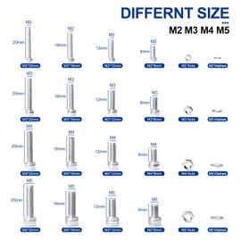 NINDEJIN 880Pcs Screw Bolts and Nuts Set, Metric M2 M3 M4 M5 Hex Socket Cap Head Screw, Washer and Hex Wrenches, 304 Stainless Steel Machine Screws Assorted Kit for Industrial Electronic Household DIY