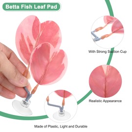 M METERXITY 1-Pack Betta Fish Leaf Pad, Hammock Plant Leaf Pad, Realistic Resting Fish Rest Bed for Fish Tank Decorations/Aquarium Accessories/Spawning Grounds/Breeding [Pink, Heart-Shaped]
