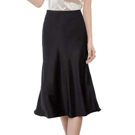 LEPTON 100% Mulberry Silk Women Skirt (Black, S)