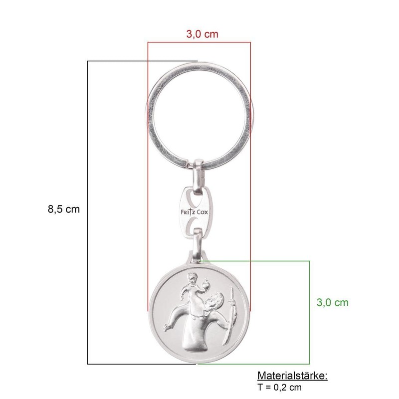 Fritz Cox Metal Keyring Christopher Gott schütze Dich 3 cm,