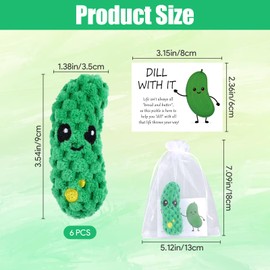 6 Pcs Pickle Gifts Pickle Crochet Doll, Crochet Cucumber with Encouragement Cards & Organza Bags, Positive Gifts for Stress Relief Employee Appreciation Coworker Teacher Nurse Favors for Adults