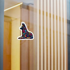 GSP German Shepherd Sticker Floral Women Dog Mom Gift Idea 4" 6" Car Laptop Water Bottle Waterproof Decal Vinyl