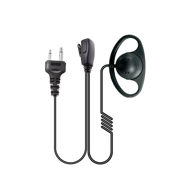 D-Shape Overt Ear Hanger Earpiece for ICOM Straight 2 Pin