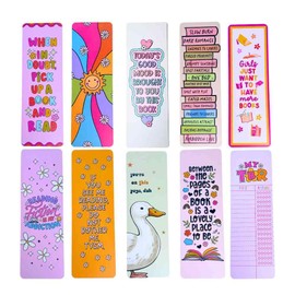 10PC Bookmarks for Women, Cute Colorful Bookmark for Book Lovers Reading Accessories Book Marks Laminated Plastic Cool Design Motivational Affirmation Summer Notebook Novelty for Girls